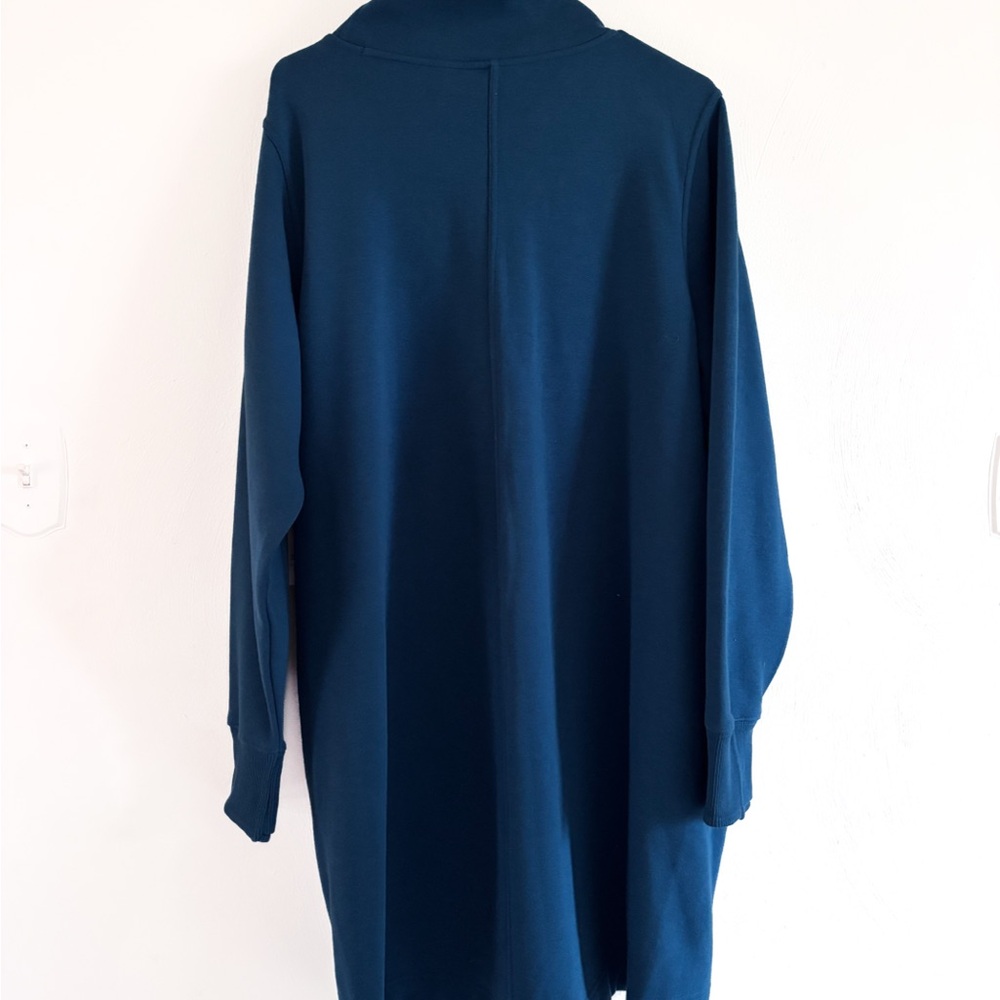 Athleta NWT Cozy Karma Mock Neck Dress With Plush Interior Color Deep Teal Blue - Picture 5 of 5